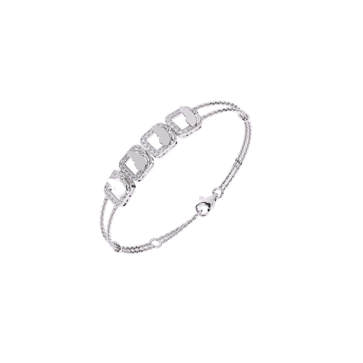Four Square Rose Gold Diamond Bracelet